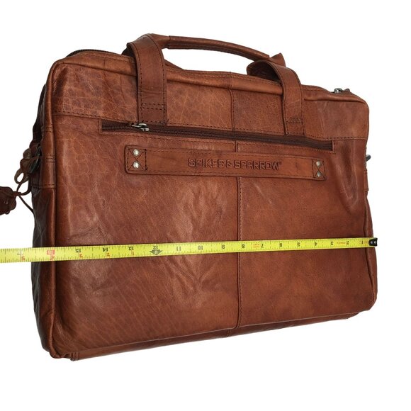 Spike & Sparrow Sawyer Genuine Leather Business Laptop Messenger Bag Brandy - Picture 6 of 7